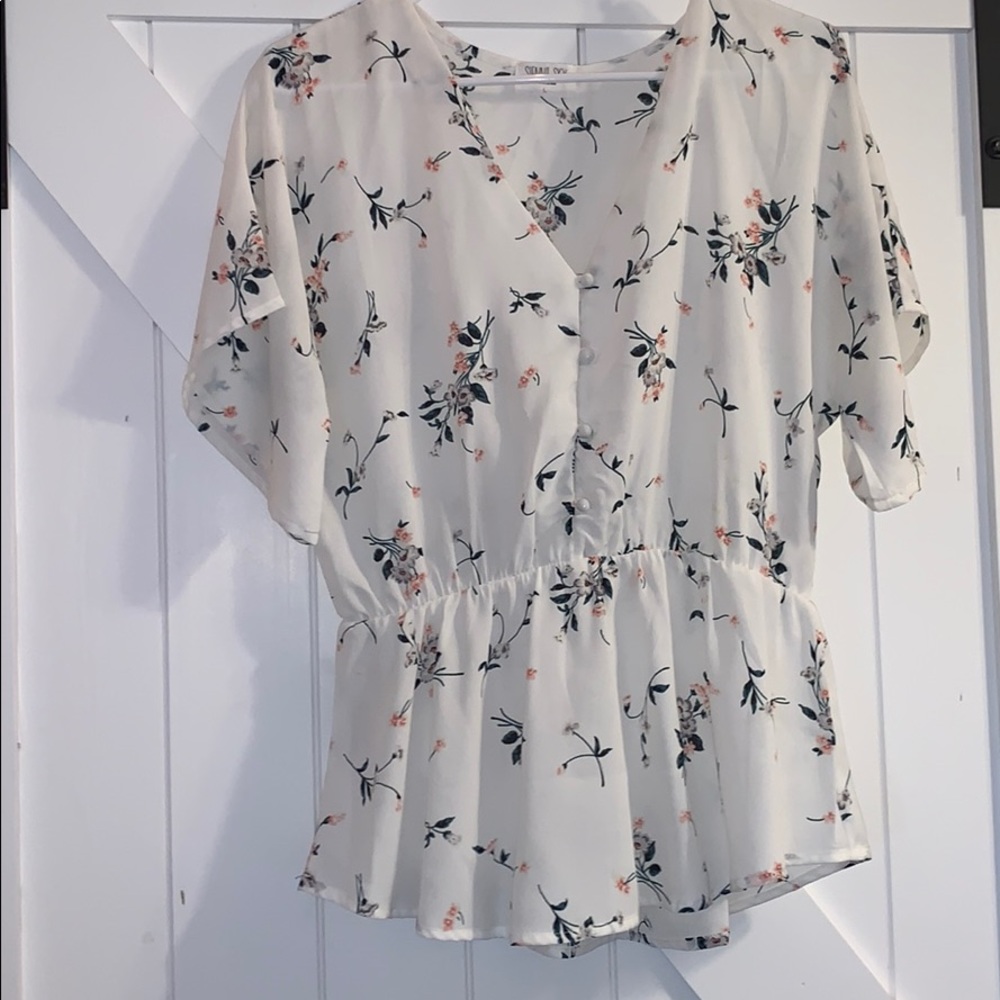 White floral blouse